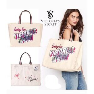 Victoria's Secret Paradise Postcard Greetings Getaway Beach Tote Bag NWT